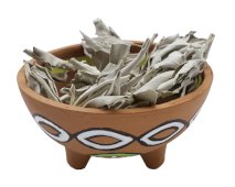 Taça Fumigation Terra Cuite Ethnique + Pieds 13cm