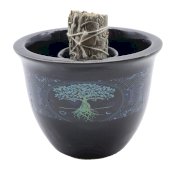 Taça Fumigation Céramique Árvore de Vie Preto 13cm