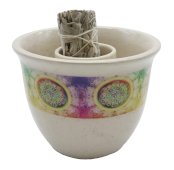 Taça Fumigation Céramique Flor de Vie Branco 13cm