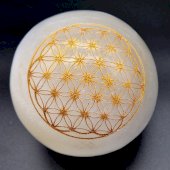 Esfera Selenite gravée 10cm - Flor de Vie