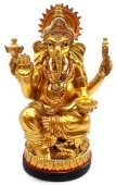 Estátua Resina Ganesha Dourado sobre Socle 18cm