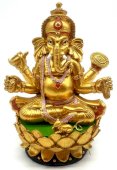 Estátua Resina Ganesha Dourado sobre Socle 17cm