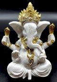 Estátua Resina Ganesha Branco 13cm